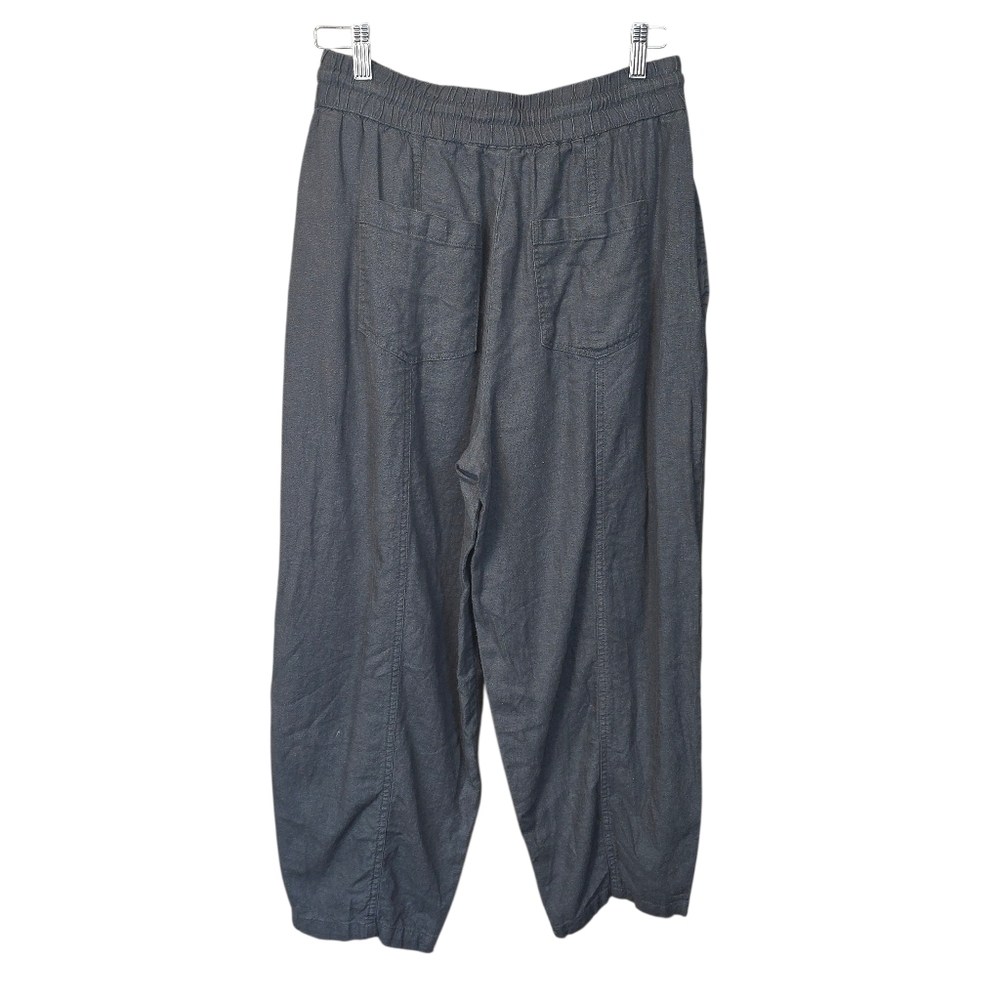 Zara Linen Blend Relaxed Tapered Leg Pull On Drawstring Pants Gray Size Small - Picture 6 of 11